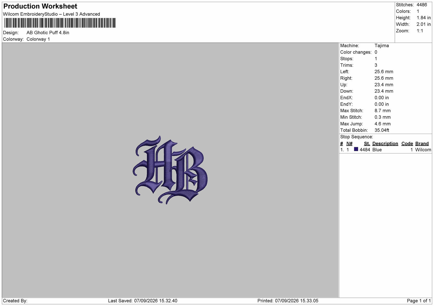 Ab Ghotic Puff Embroidery Machine Design File 6 sizes