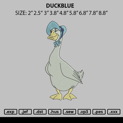 Blue duck Embroidery Design File 6 sizes