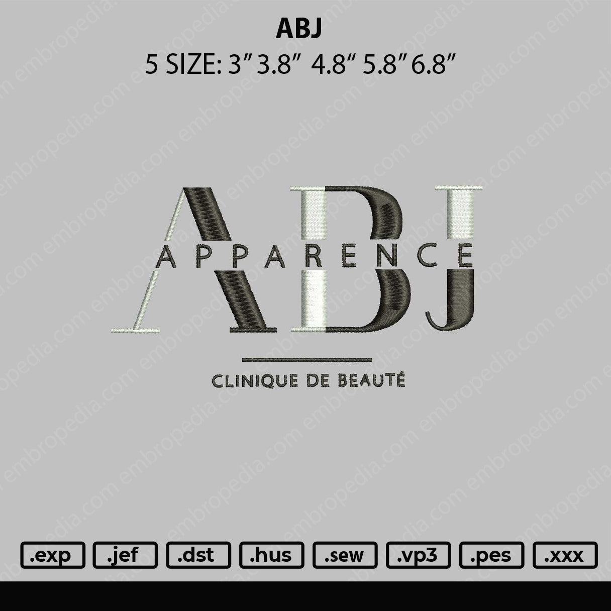 ABJ Embroidery File 5 sizes