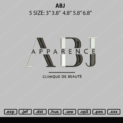 ABJ Embroidery File 5 sizes