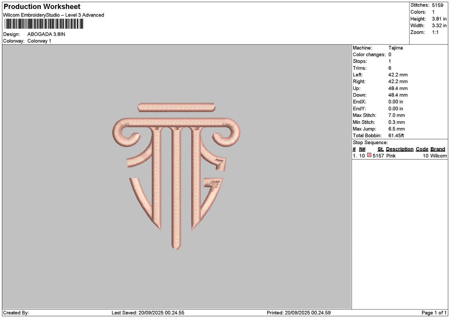 Logo 1909 Embroidery File 6 sizes