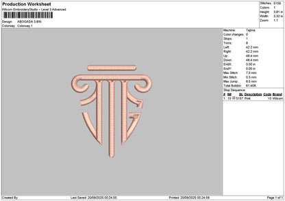 Logo 1909 Embroidery File 6 sizes