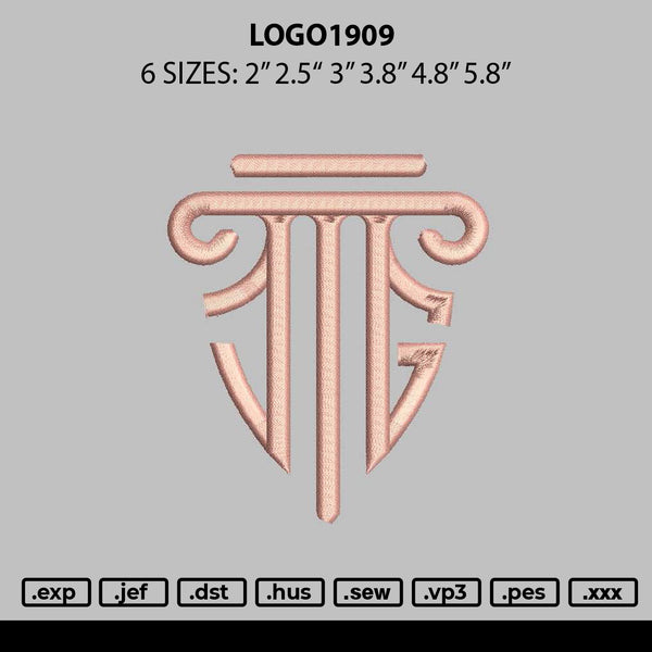 Logo 1909 Embroidery File 6 sizes