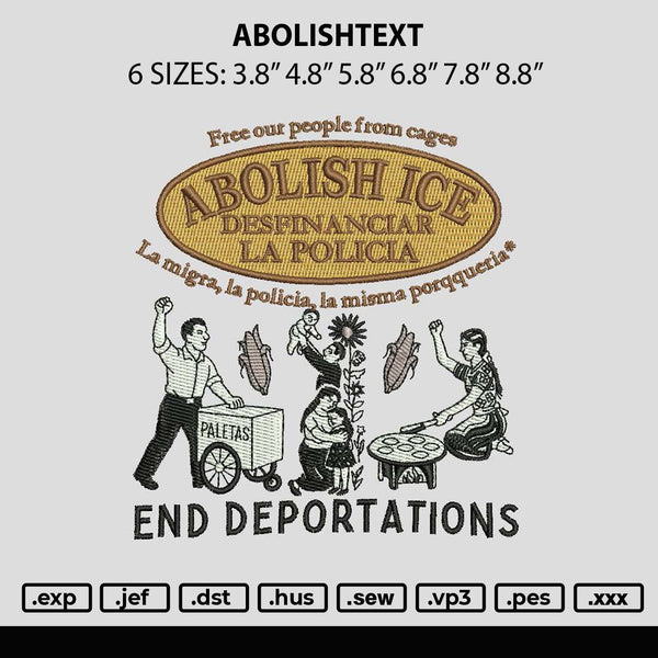 Abolishtext Embroidery File 6 sizes