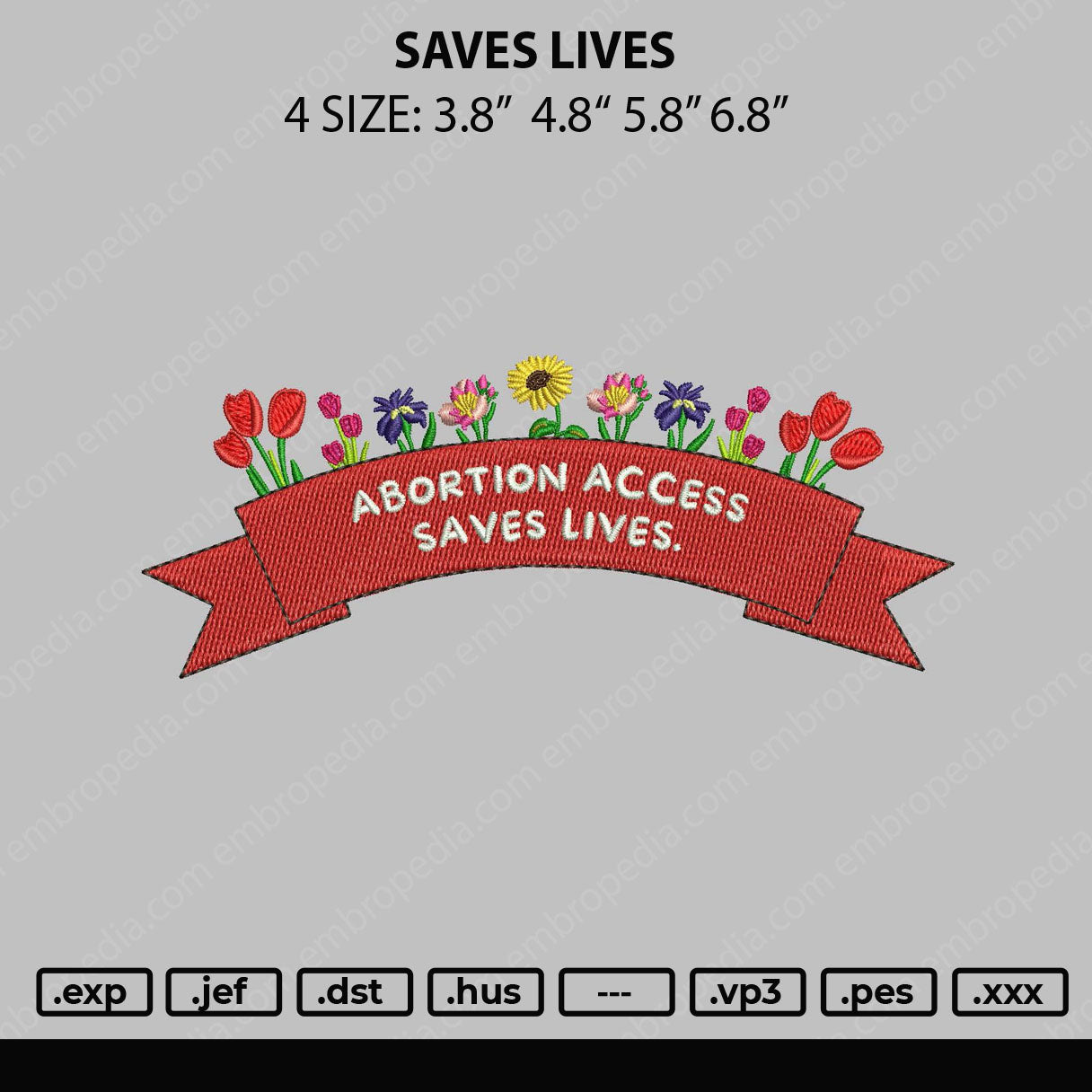 Saves Lives Embroidery File 4 sizes