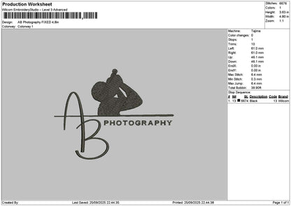 Photographytext 2409 Embroidery File 6 sizes