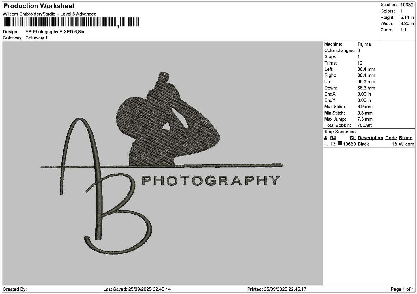 Photographytext 2409 Embroidery File 6 sizes