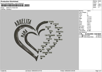 Abuelitatext Embroidery File 6 sizes