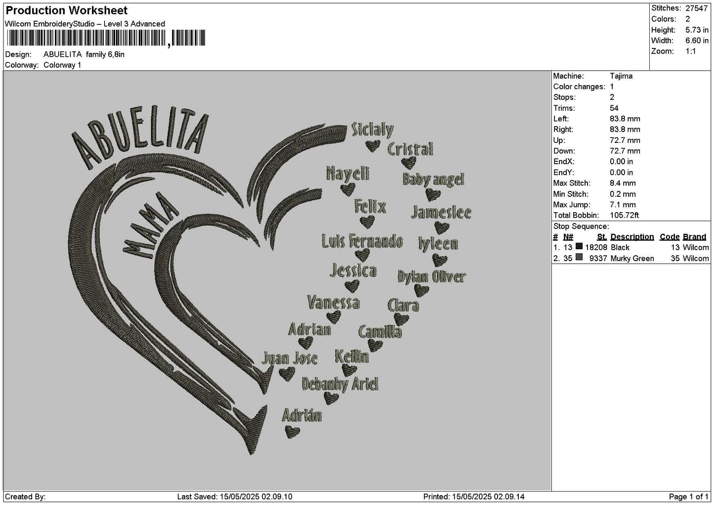 Abuelitatext Embroidery File 6 sizes