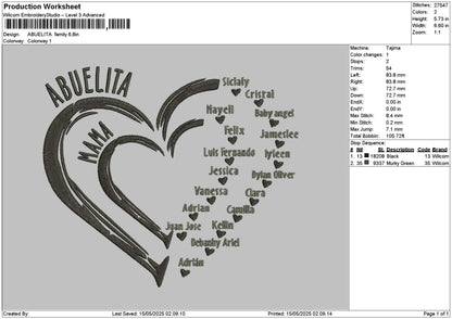 Abuelitatext Embroidery File 6 sizes