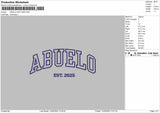 ABUELO Embroidery File 6 Size
