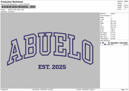 ABUELO Embroidery File 6 Size