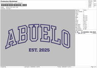 ABUELO Embroidery File 6 Size