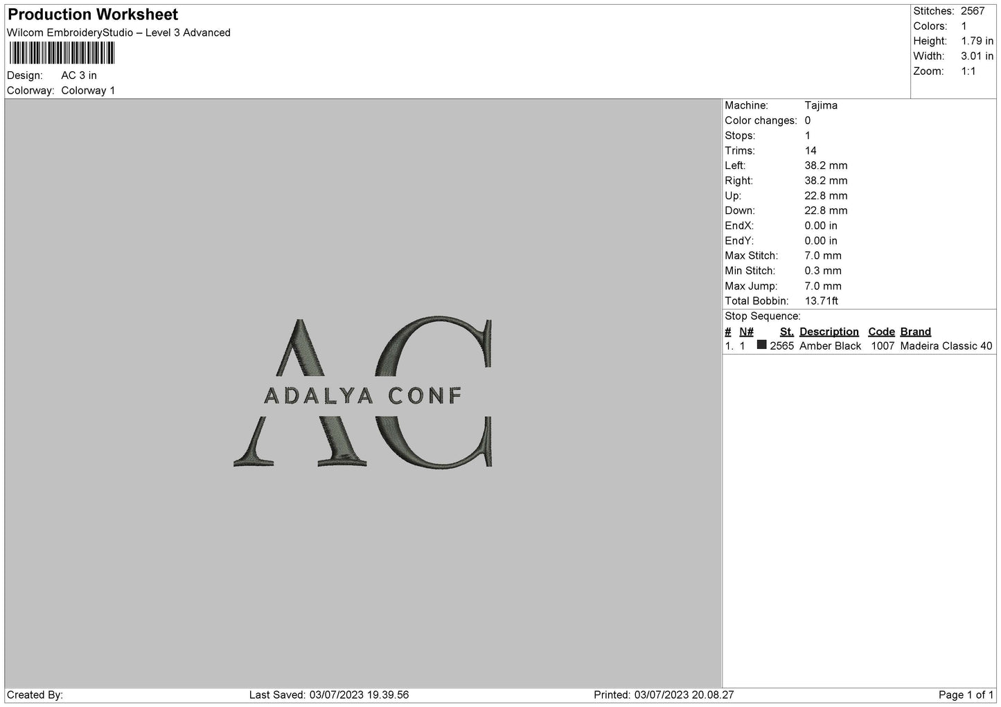 Ac Embroidery File 6 sizes
