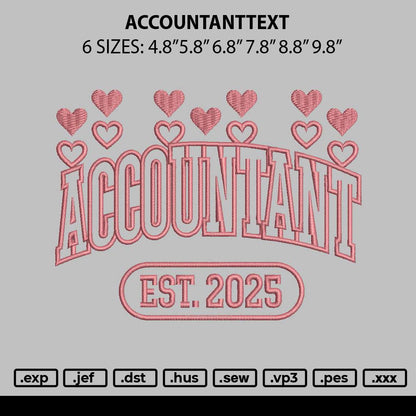 Accountanttext Embroidery File 6 sizes
