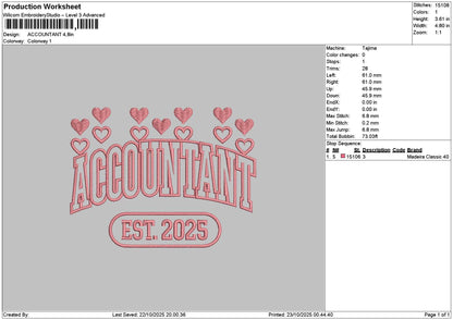Accountanttext Embroidery File 6 sizes