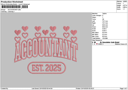 Accountanttext Embroidery File 6 sizes