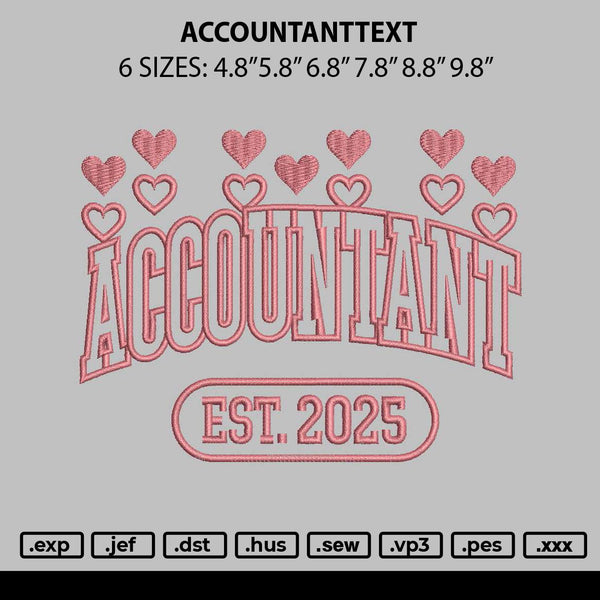 Accountanttext Embroidery File 6 sizes