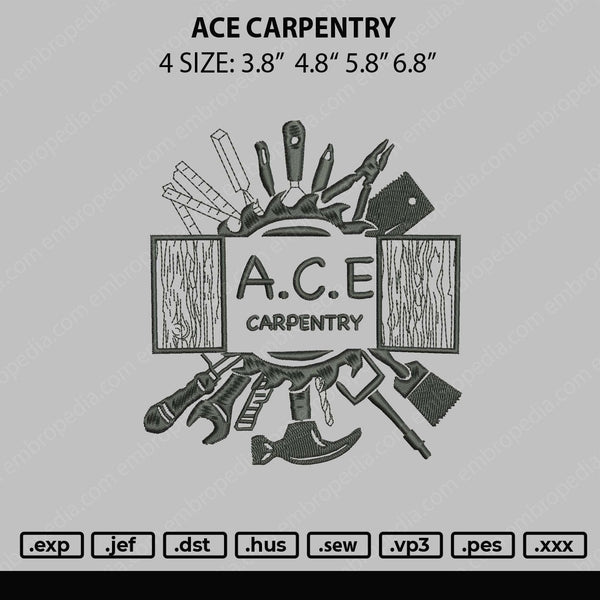 Ace Carpentry Embroidery File 4 size