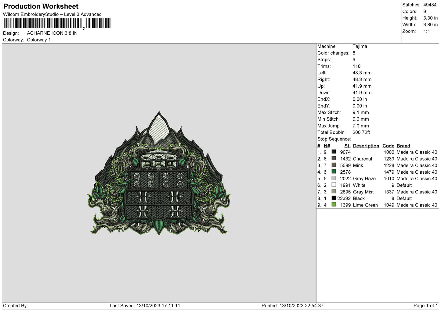 Acharne Icon Embroidery File 6 sizes