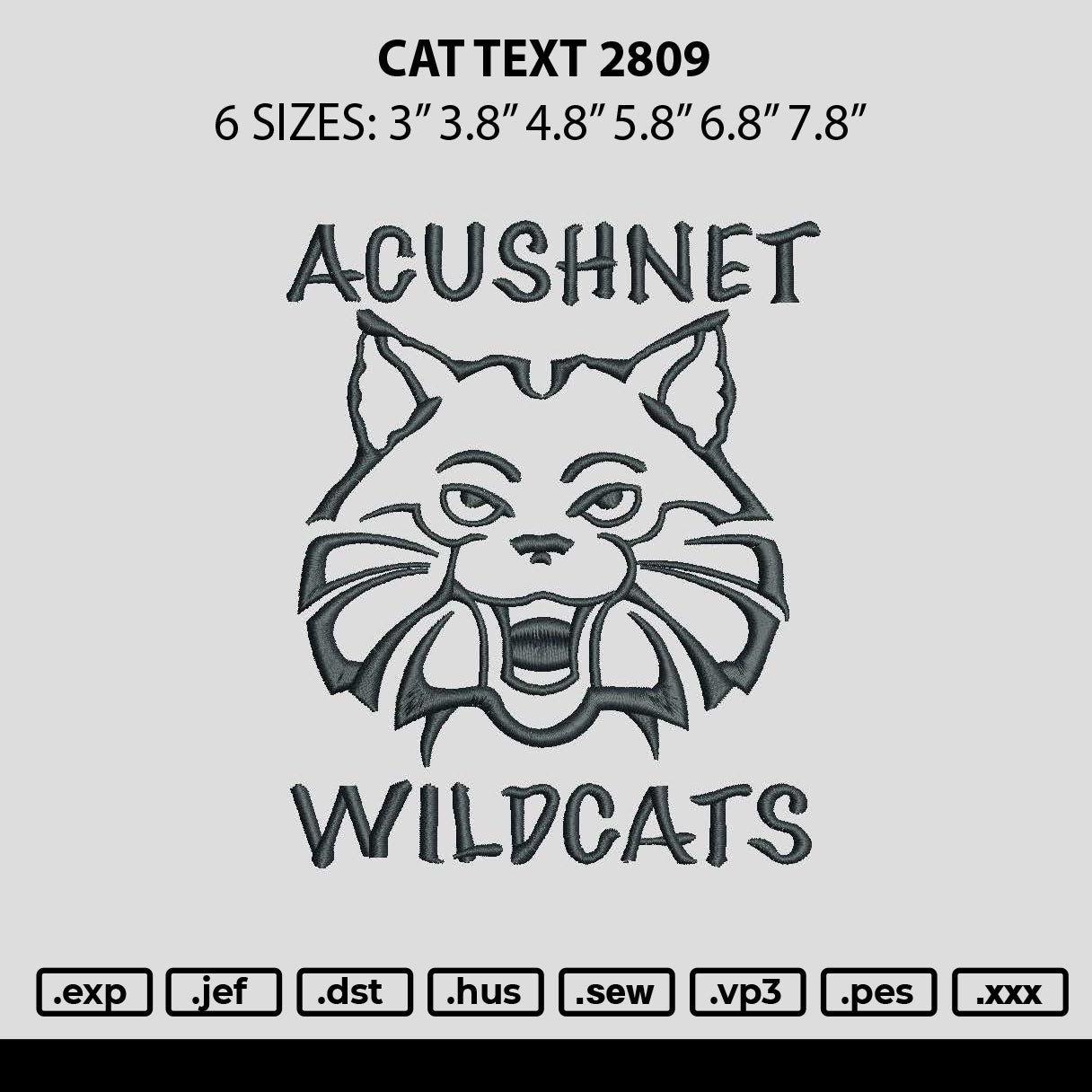 Cat Text 2809 Embroidery File 6 sizes