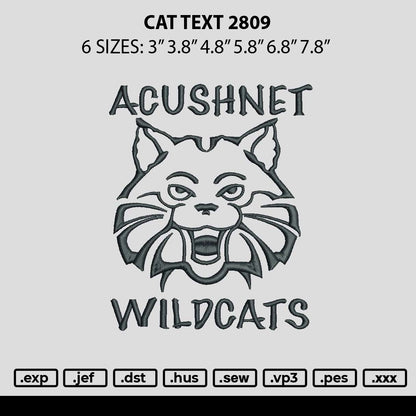 Cat Text 2809 Embroidery File 6 sizes