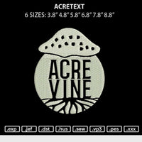 Acretext Embroidery File 6 sizes