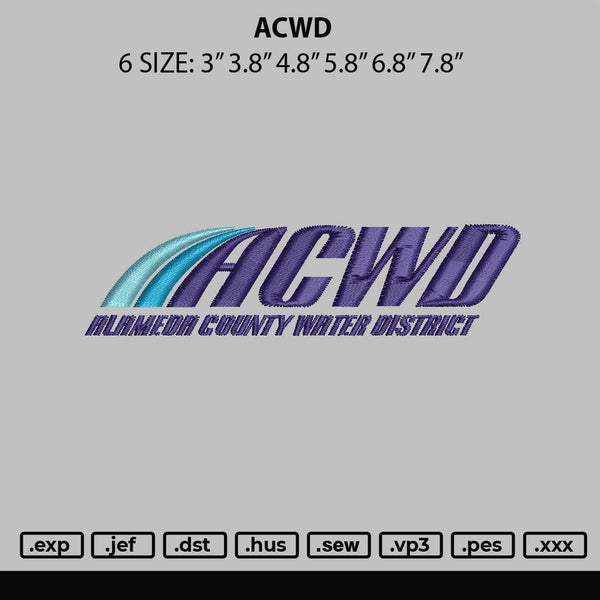 Acwd Embroidery File 6 sizes