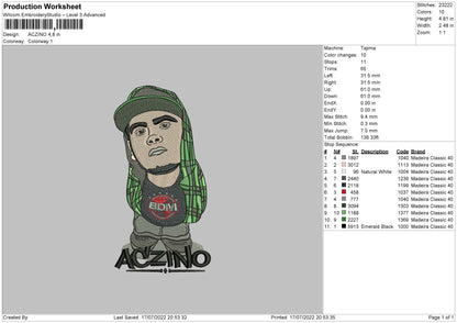 Aczino Embroidery ile 4 sizes