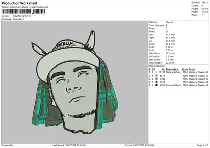 Aczino V2 Embroidery File 4 sizes