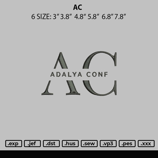 Ac Embroidery File 6 sizes