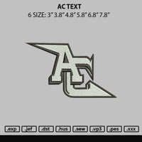 Ac Text Embroidery File 6 sizes