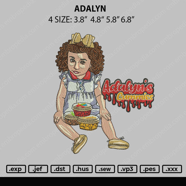 Adalyn Embroidery File 4 size