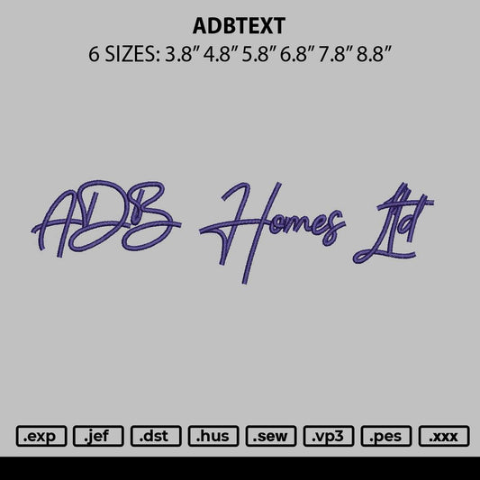 Adbtext Embroidery File 6 sizes