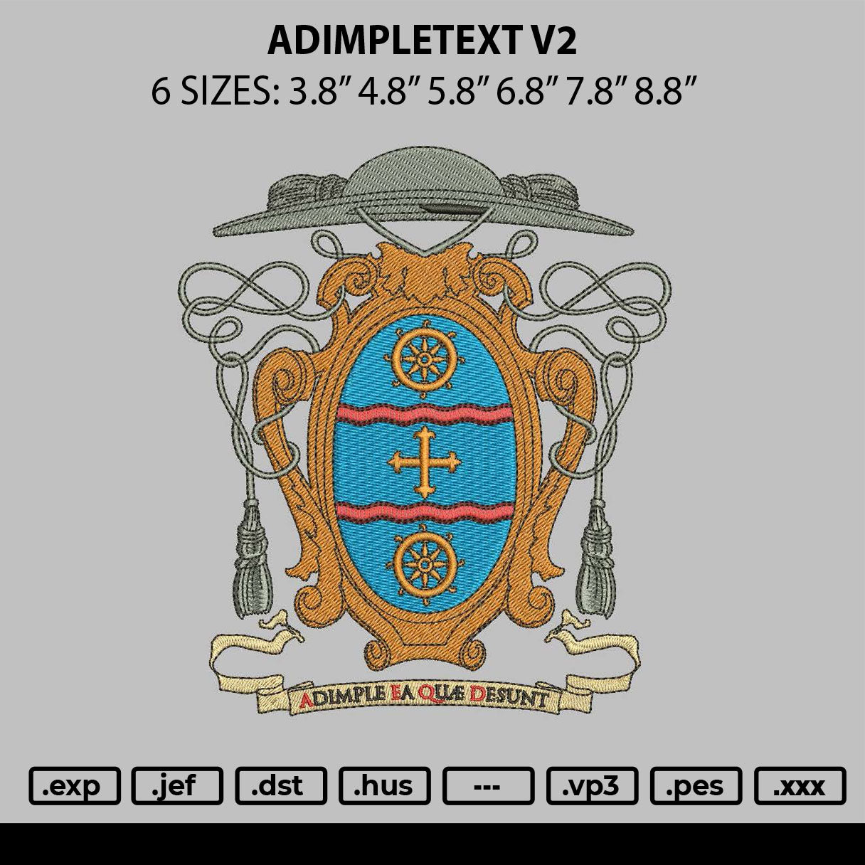 Adimpletext V2 Embroidery File 6 sizes