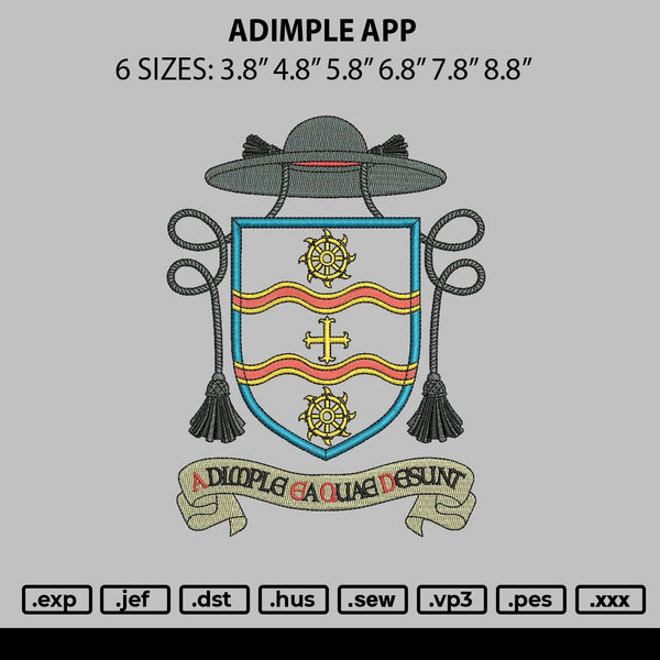 Adimple App Embroidery File 6 sizes