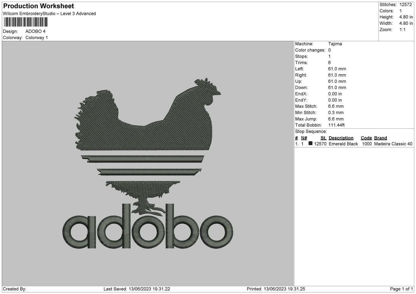 Adobo Embroidery File 6 sizes