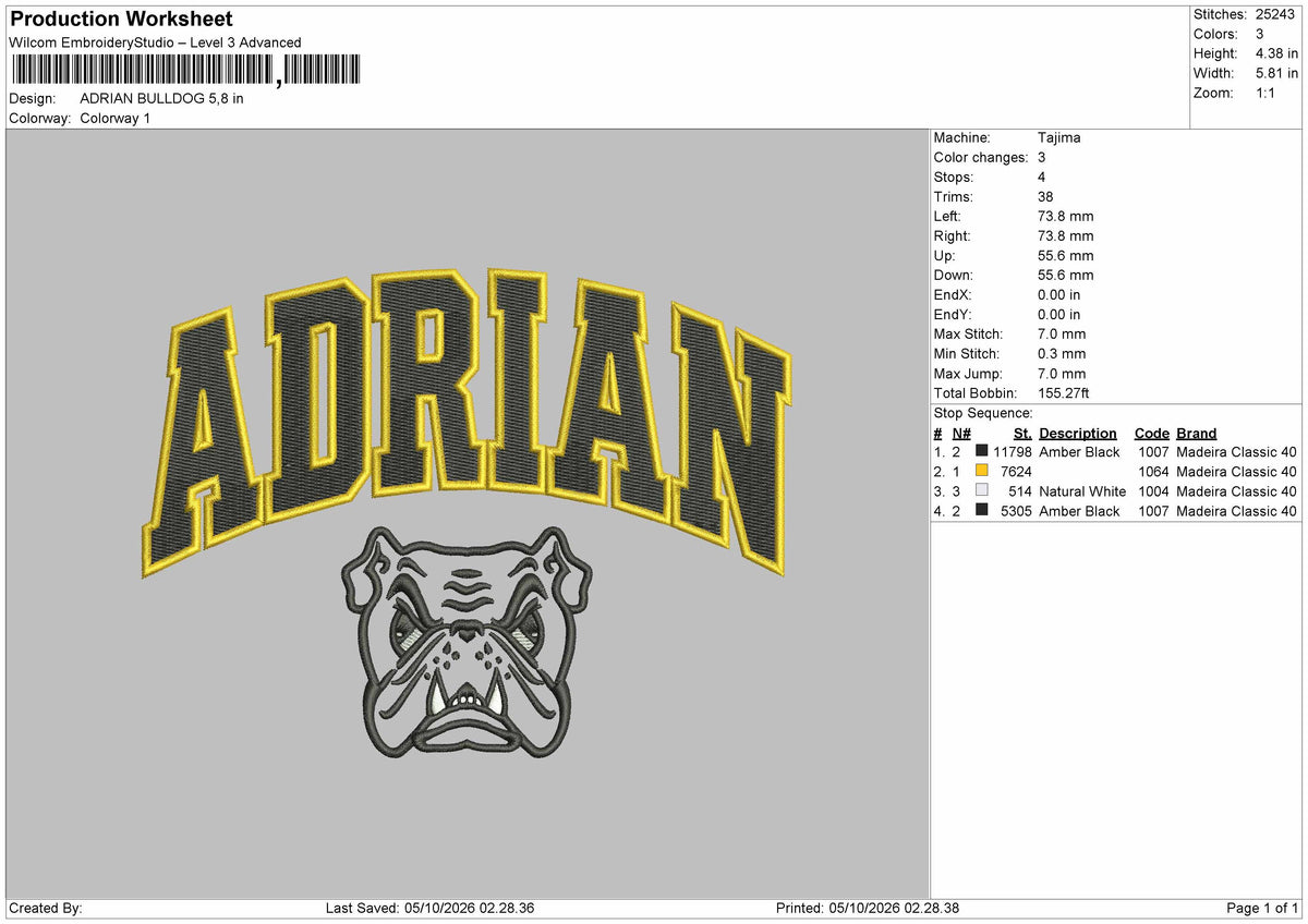 Adrian Text 0510 Embroidery Machine Design File 6 sizes