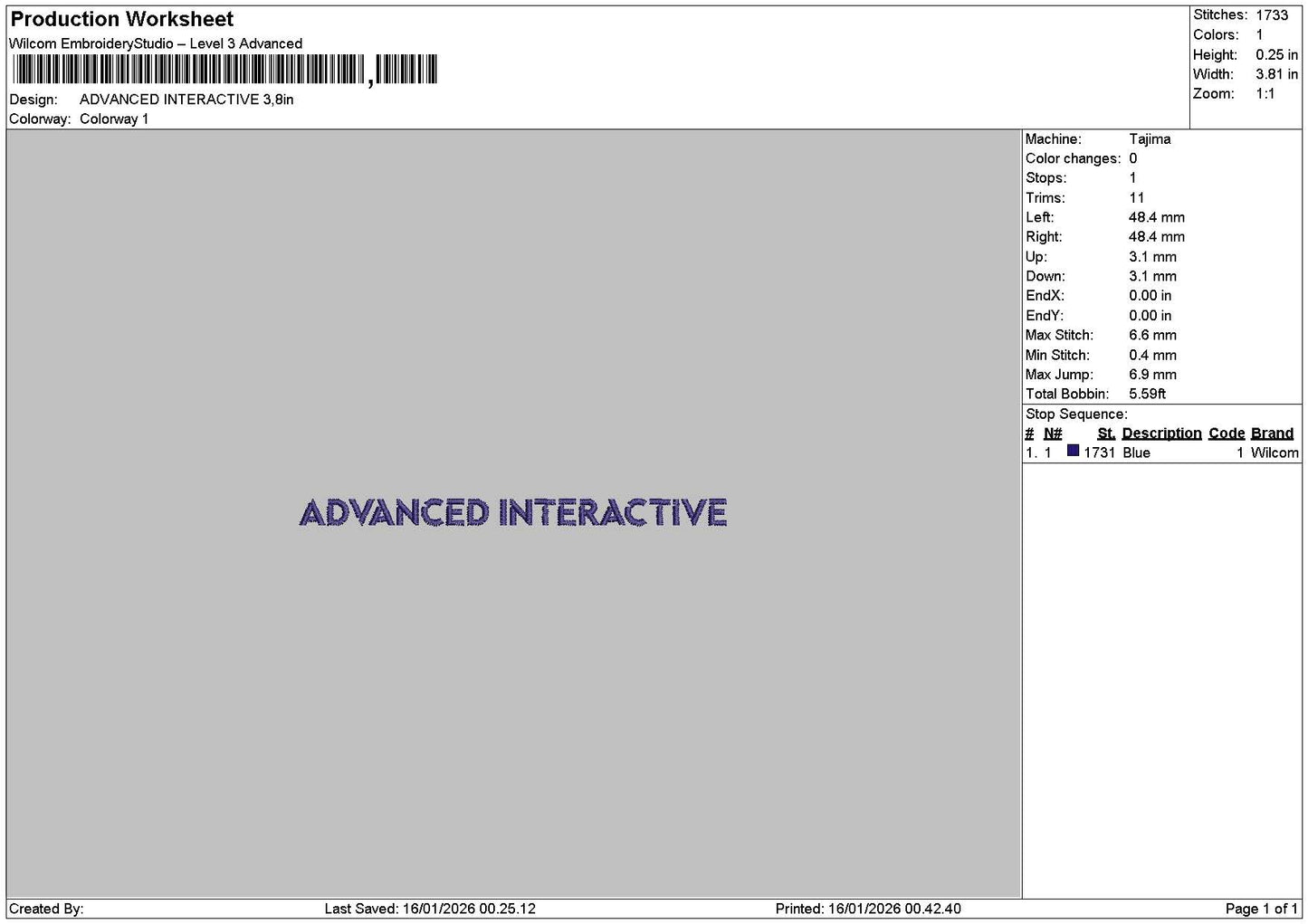Advancedtext Embroidery File 6 sizes
