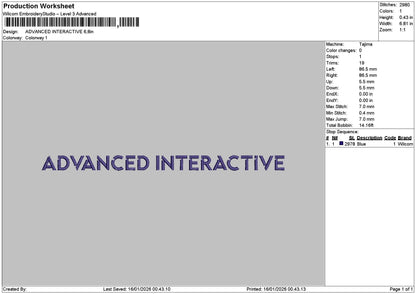 Advancedtext Embroidery File 6 sizes