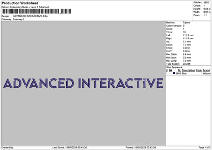 Advancedtext Embroidery File 6 sizes