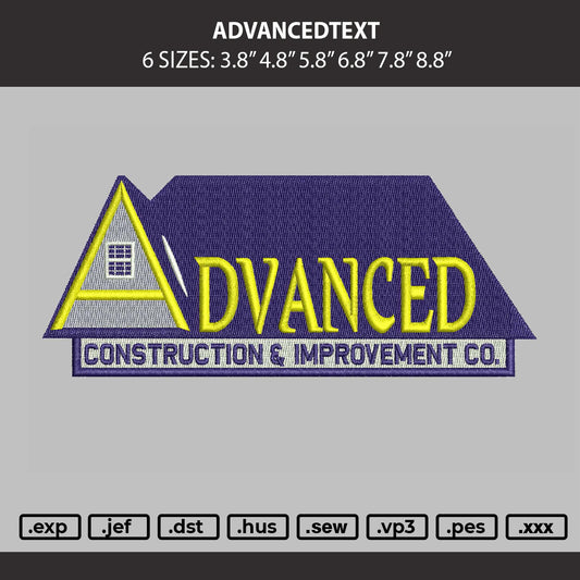 Advancedtext Embroidery Machine Design File 6 sizes