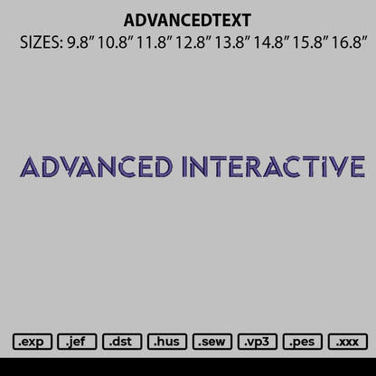 Advancedtext Embroidery File 6 sizes