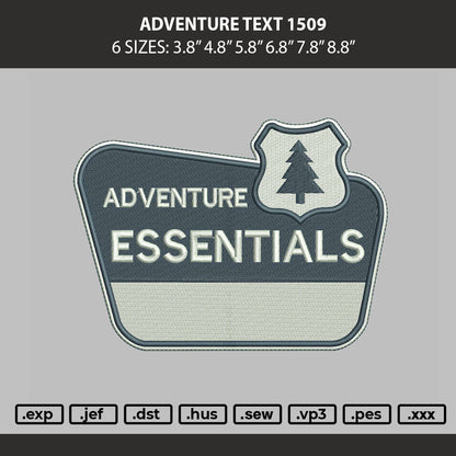 Adventure Text 1509 Embroidery Machine Design File 6 sizes