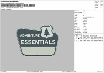 Adventure Text 1509 Embroidery Machine Design File 6 sizes