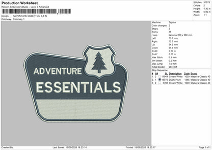 Adventure Text 1509 Embroidery Machine Design File 6 sizes