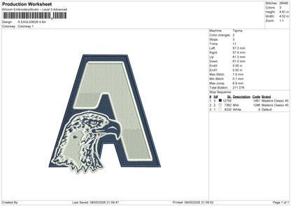 A EAGLE8526 Embroidery File 6 sizes