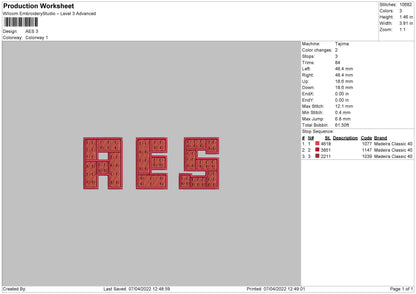 Aes Embroidery File 5 size
