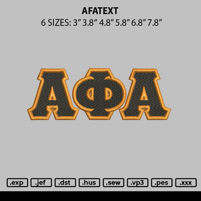 Afatext Embroidery File 6 sizes