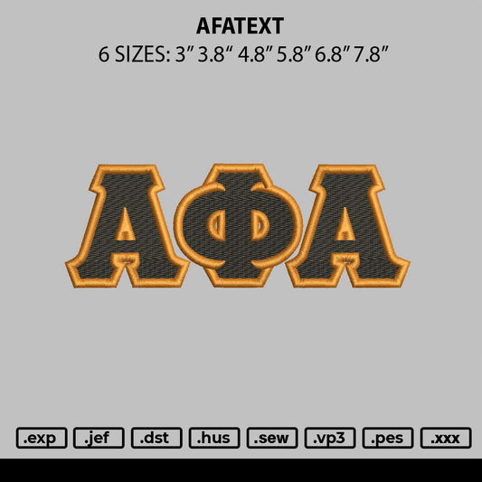 Afatext Embroidery File 6 sizes